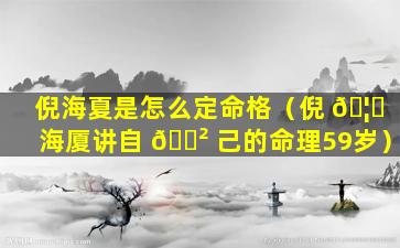 倪海夏是怎么定命格（倪 🦋 海厦讲自 🌲 己的命理59岁）